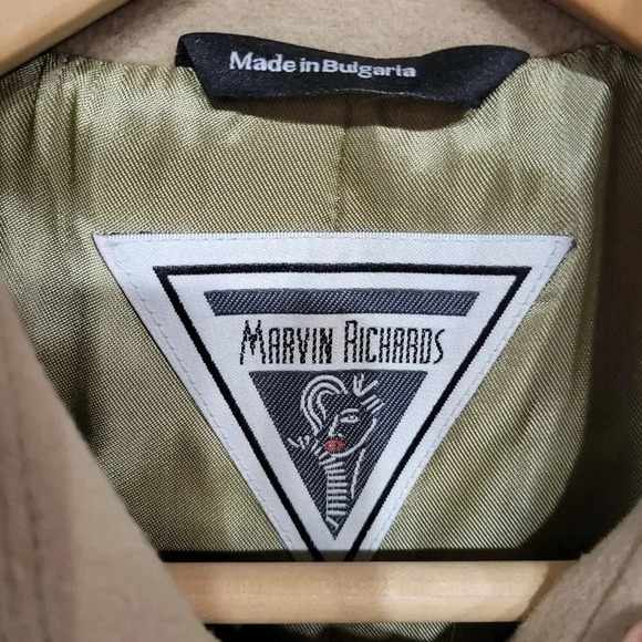 Vintage Marvin Richards 1990s Wool Cashmere Tan Trench Coat 8P - Picture 6 of 6